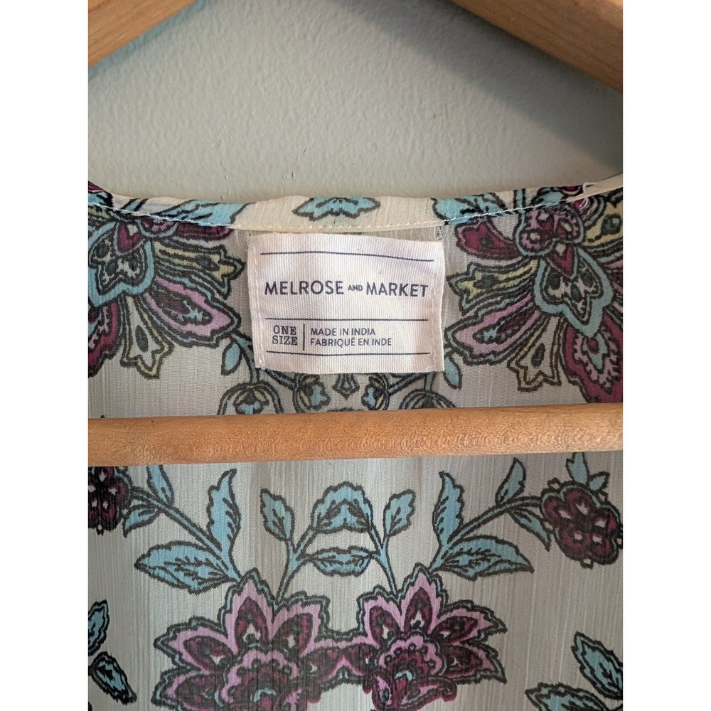 Melrose & Market Sheer Kimono Duster Sheer Boho Floral Festival Resort Vacation - Picture 7 of 11